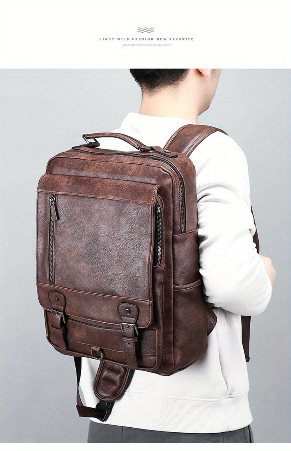 Retro PU Backpack With USB Function, And Stylish Casual Backpack, Suitable For Commuting And Office, Can Accommodate 15.6-inch Laptops