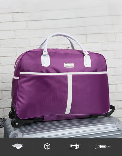 Rolling Duffel Bag Women Large Capacity Lightweight Travel Tote Carry On Luggage with Wheels Foldable Weekender Bag for Students Short Trips Christmas Gifts