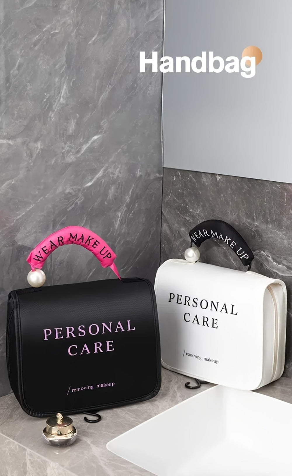 Travel Toiletry Bag - Large Hanging Toiletry Organizer - Waterproof Hygiene Bag with Hook for Toiletry, Makeup, Cosmetics