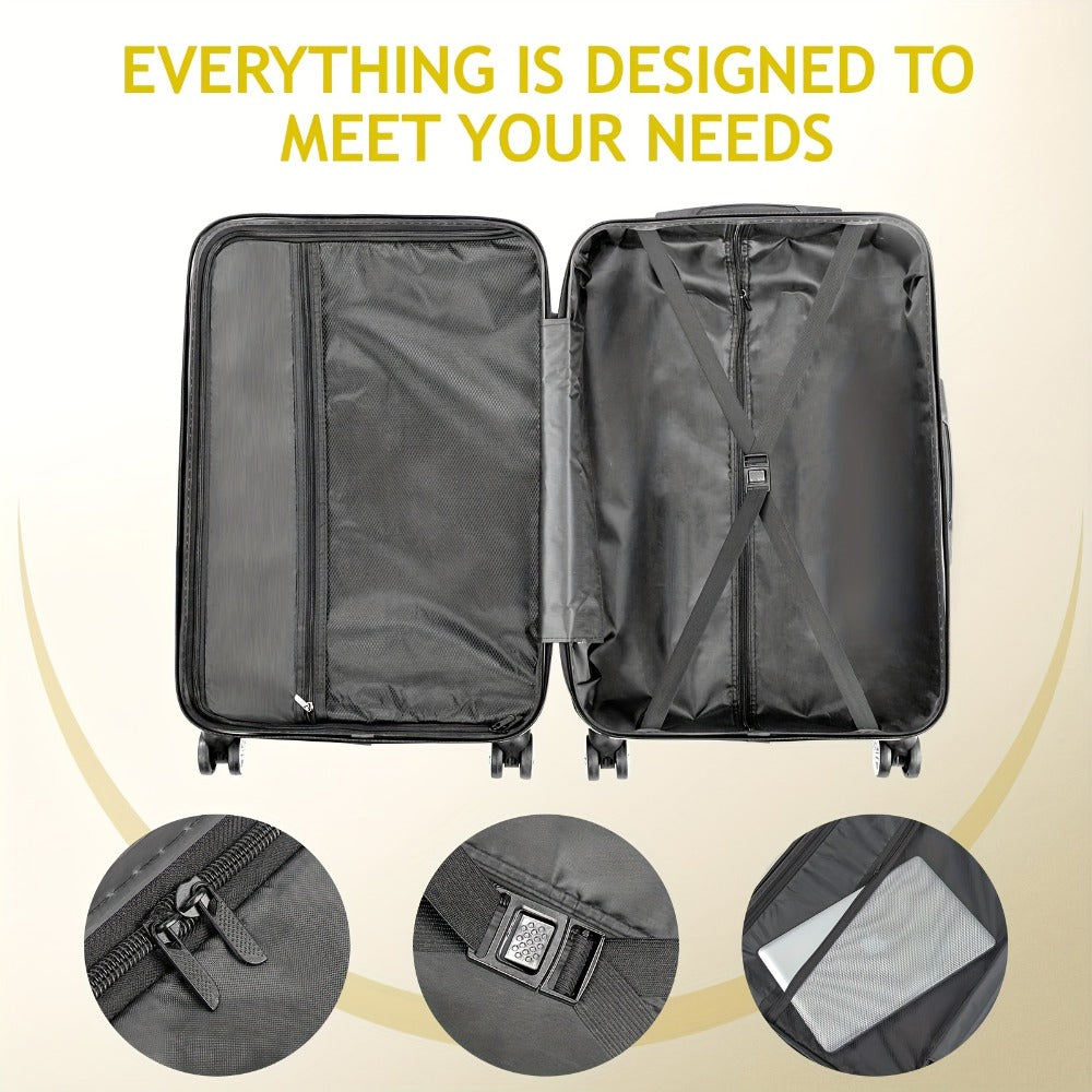Set of 3 Luggage, Lightweight Hard Carry-On Suitcases with TSA Lock And Spinner Wheels in Soft Yellow