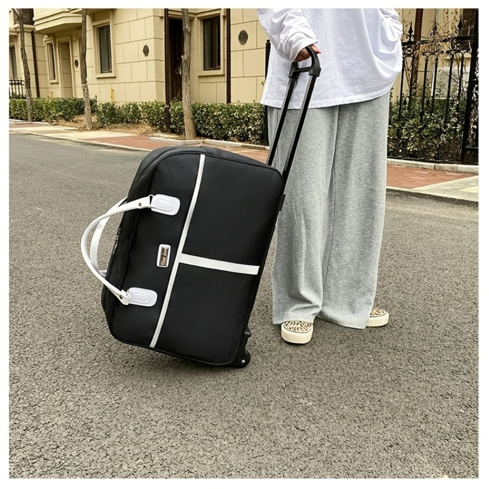 Rolling Duffel Bag Women Large Capacity Lightweight Travel Tote Carry On Luggage with Wheels Foldable Weekender Bag for Students Short Trips Christmas Gifts