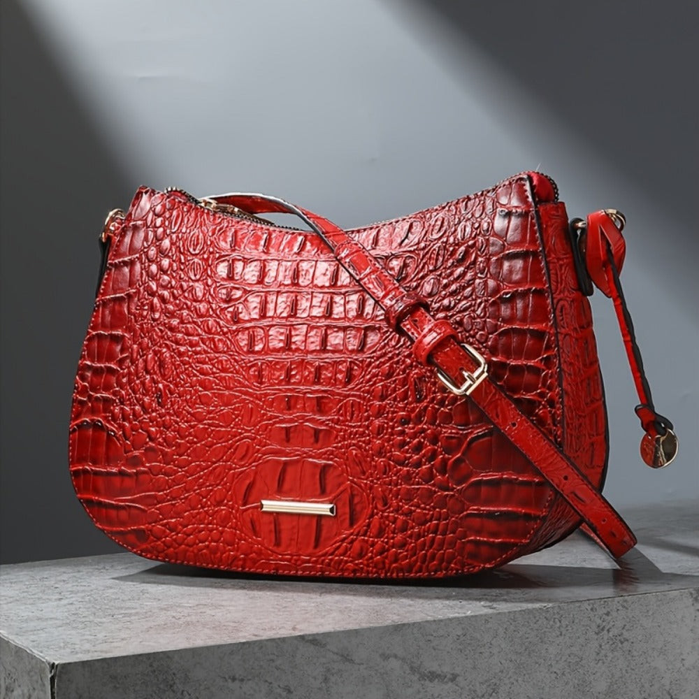 Crossbody Bag for Women – for Travel & Everyday Use, Crocodile Pattern Vintage Textured | Bag Vero – detail view 21