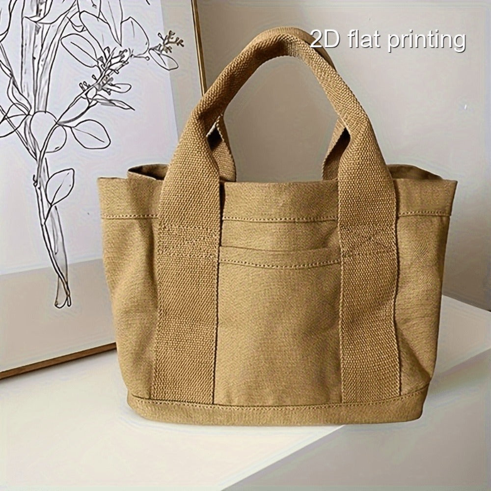 1pc Neutral Large-capacity Tote Bag: Heavy-duty Beige Double-handle Handbag, Spacious Work Bag, Suitable for Commuting, Traveling, Office, School - Simple, Professional, Casual And Multi-functional Handbag, Durable Carry-on Luggage Bag