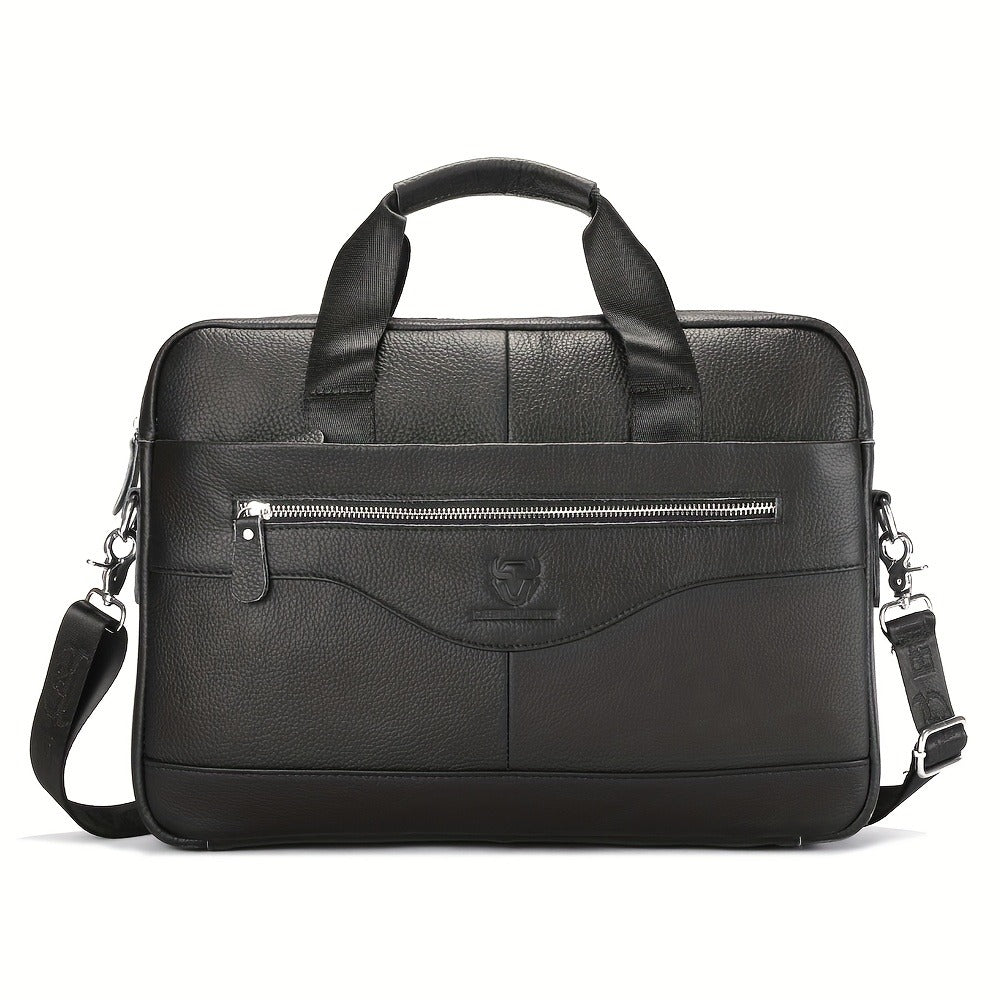 LEBULLBRO Premium Real Leather Executive Briefcase Made from Top-Quality Cowhide, Roomy Versatile Shoulder Bag Featuring a Laptop Section