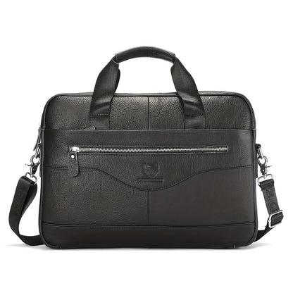 LEBULLBRO Premium Real Leather Executive Briefcase Made from Top-Quality Cowhide, Roomy Versatile Shoulder Bag Featuring a Laptop Section