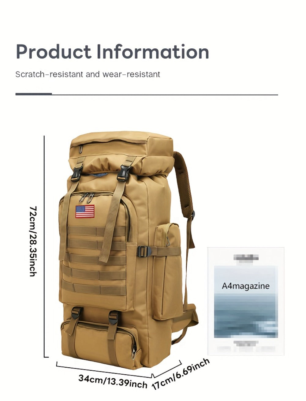 21.13gal Unisex Hiking Tactical Backpack, Outdoor Backpack Molle 3 Day Assault Pack, Hiking Camping Backpack With Multi Functional Pouches, Lightweight Outdoor Sports Travel Backpack, Perfect For Mountaineering Travel, Army Green, Traveling Backpack