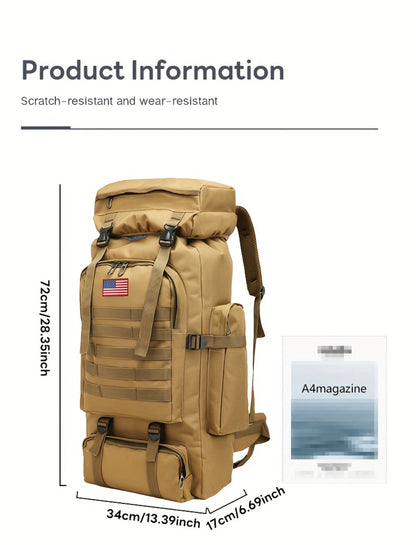 21.13gal Unisex Hiking Tactical Backpack, Outdoor Backpack Molle 3 Day Assault Pack, Hiking Camping Backpack With Multi Functional Pouches, Lightweight Outdoor Sports Travel Backpack, Perfect For Mountaineering Travel, Army Green, Traveling Backpack