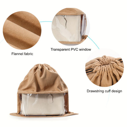 5pcs Reusable Moisture-Proof Handbag Dust Bags with Clear Window & Drawstring Closure - Multi-Size Fabric Storage Organizers with Sturdy Edges, Lightweight & Durable for Closet, Shoe, Jewelry Storage - Beige, Gray, Khaki, White, Black - Hand Washable, Spa