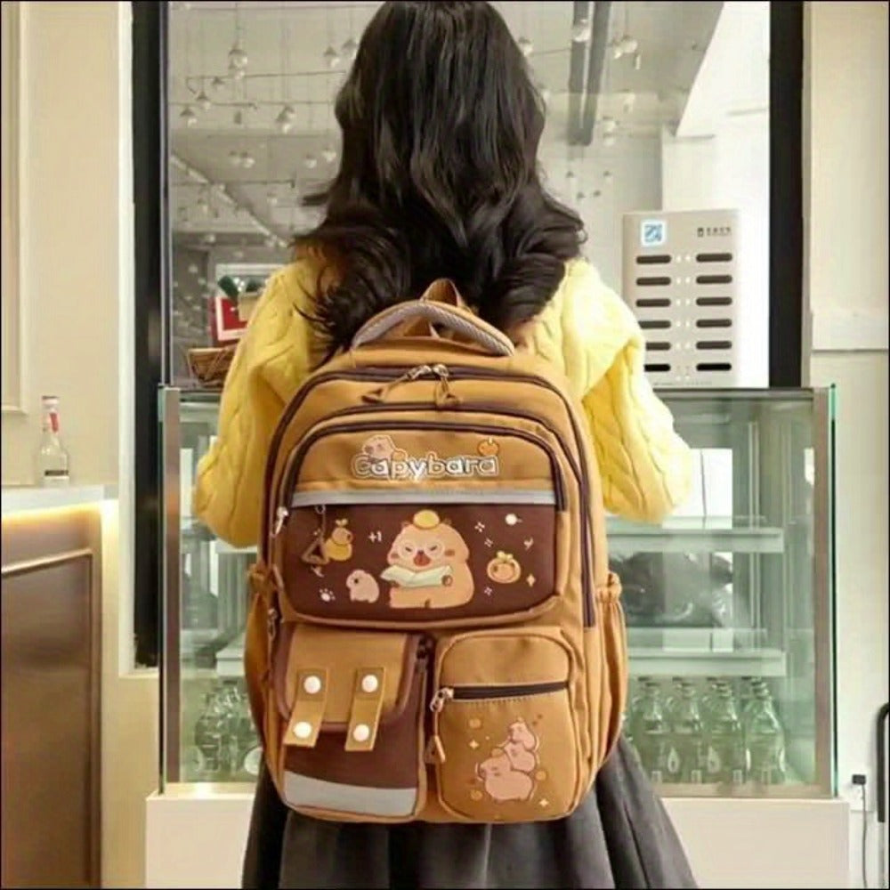 Women's & Suitable for Large-Capacity Capybara Print Backpack - Cute Capybara Face & Capybara, /Travel/ Backpack with Adjustable Straps, Capybara Themed Backpack Gifts for & Women