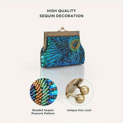 Women's Wallet – 1920s Flapper Peacock Clutch Vintage | Bag Vero – detail view 6