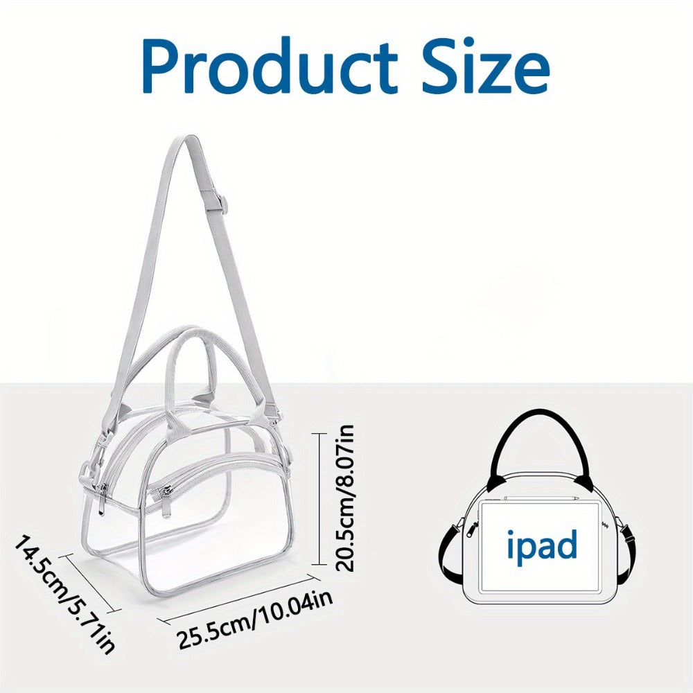 Clothing, Shoes & Jewelry > Women's Fashion Accessories for Clothes and Bags: Transparent Storage Tote Bag with Adjustable Shoulder Strap - Unisex Crossbody Purse Suitable for Work/School Picnic Travel Concert Sports A-ZMT, School Essentials, Minimalist D
