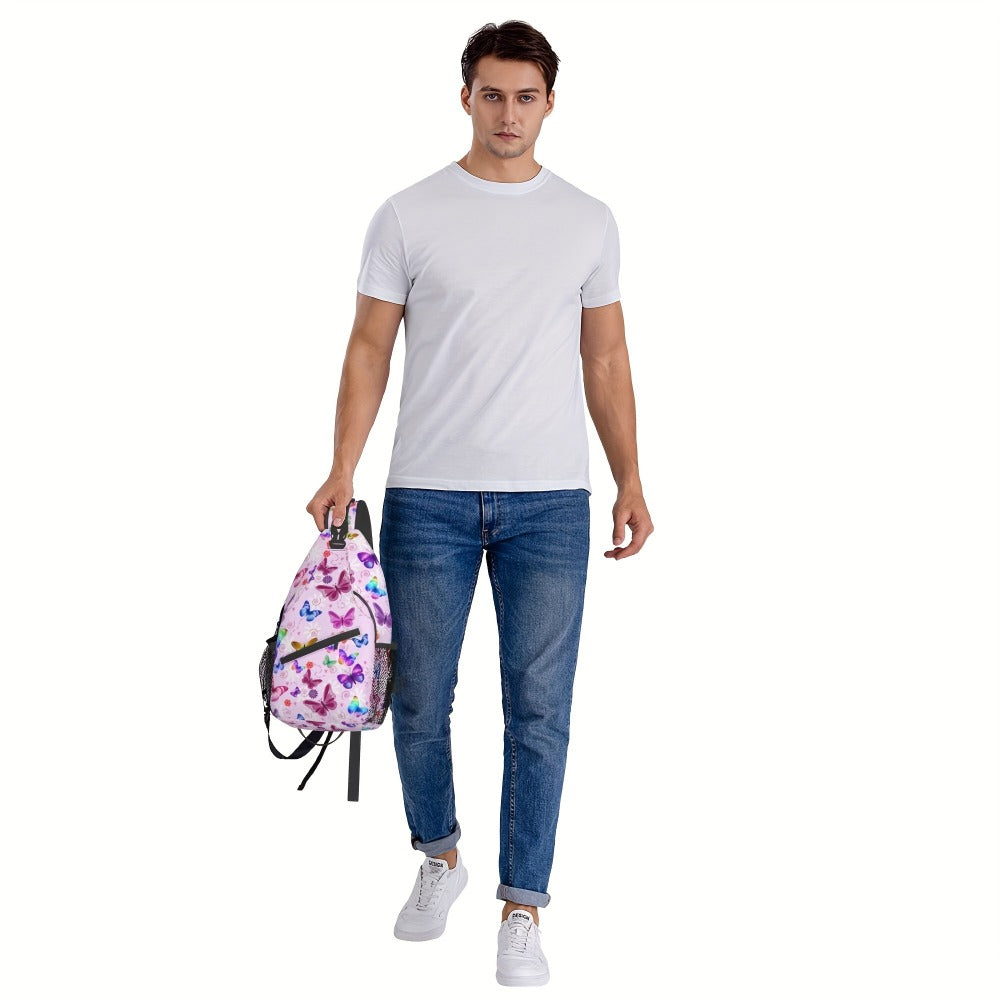 Butterflies Sling Bag Butterfly Crossbody Bag Chest Daypack Hiking Butterfly Shoulder Bag For Men Women