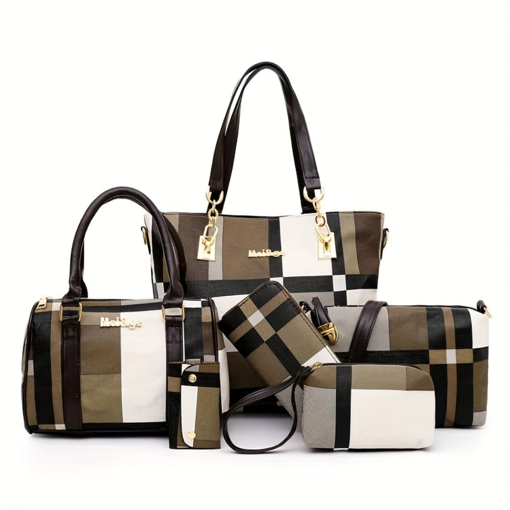 6pcs Womens Handbags Tote Bags Shoulder Bag Purses Satchel Bag Top-Handle Handbag Crossbody Bag Wallet Clutch
