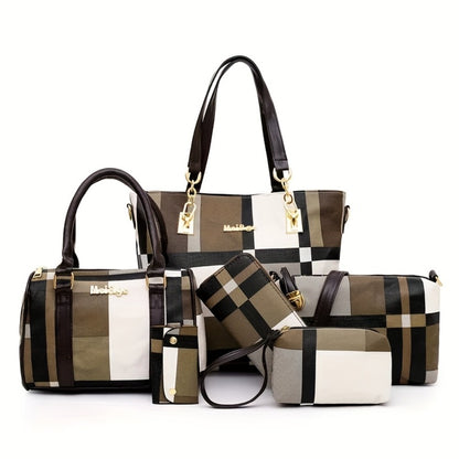 6pcs Womens Handbags Tote Bags Shoulder Bag Purses Satchel Bag Top-Handle Handbag Crossbody Bag Wallet Clutch