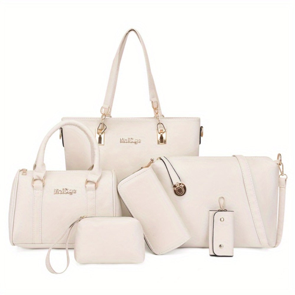 6pcs Retro Large Crossbody Bag with Adjustable Strap & Zipper Closure - Multi-Piece Bun Female Bag Set,/ Shoulder Purse Suitable for, Travel, Daily Use,Portable