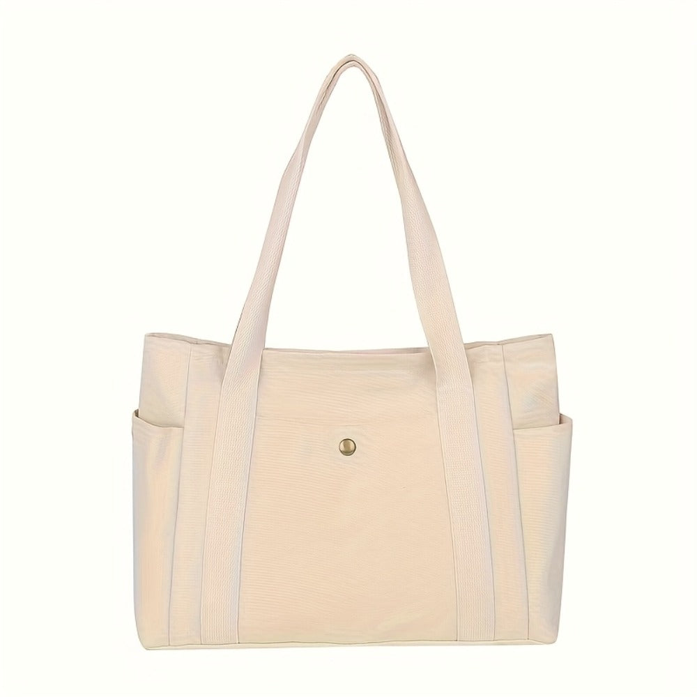 1pc Women'S Canvas Bag | Large Capacity Single Shoulder Handbag, Simple Style, Double Handle Design, Casual and Fashionable, Suitable for Daily Commuting and Parties, Washable and Foldable, Color