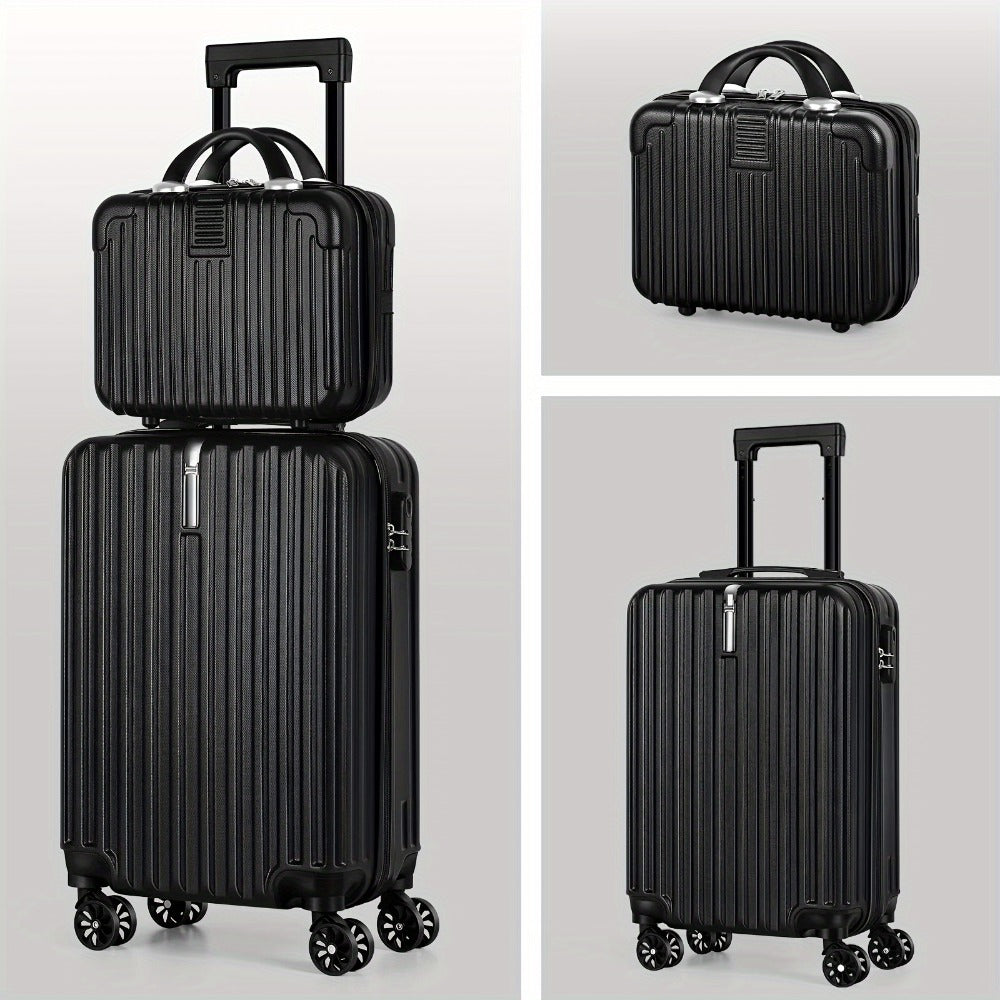Carry On Luggage 20 Inch Suitcase Set 2 Piece With 14" Cosmetic Case, Hardside Carry On Suitcase 22x14x9 Airline Approved With Combination Lock & Spinner Wheels (20-Inch, rose Golden )