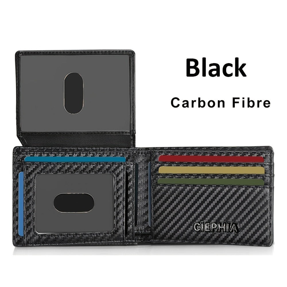Slim Men's Wallet 12 Card Holder RFID Blocking Money Bags with 2 ID Windows Gift Men's Accessories