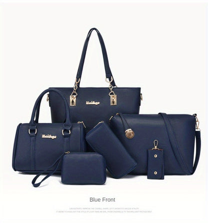 6pcs Retro Large Crossbody Bag with Adjustable Strap & Zipper Closure - Multi-Piece Bun Female Bag Set,/ Shoulder Purse Suitable for, Travel, Daily Use,Portable