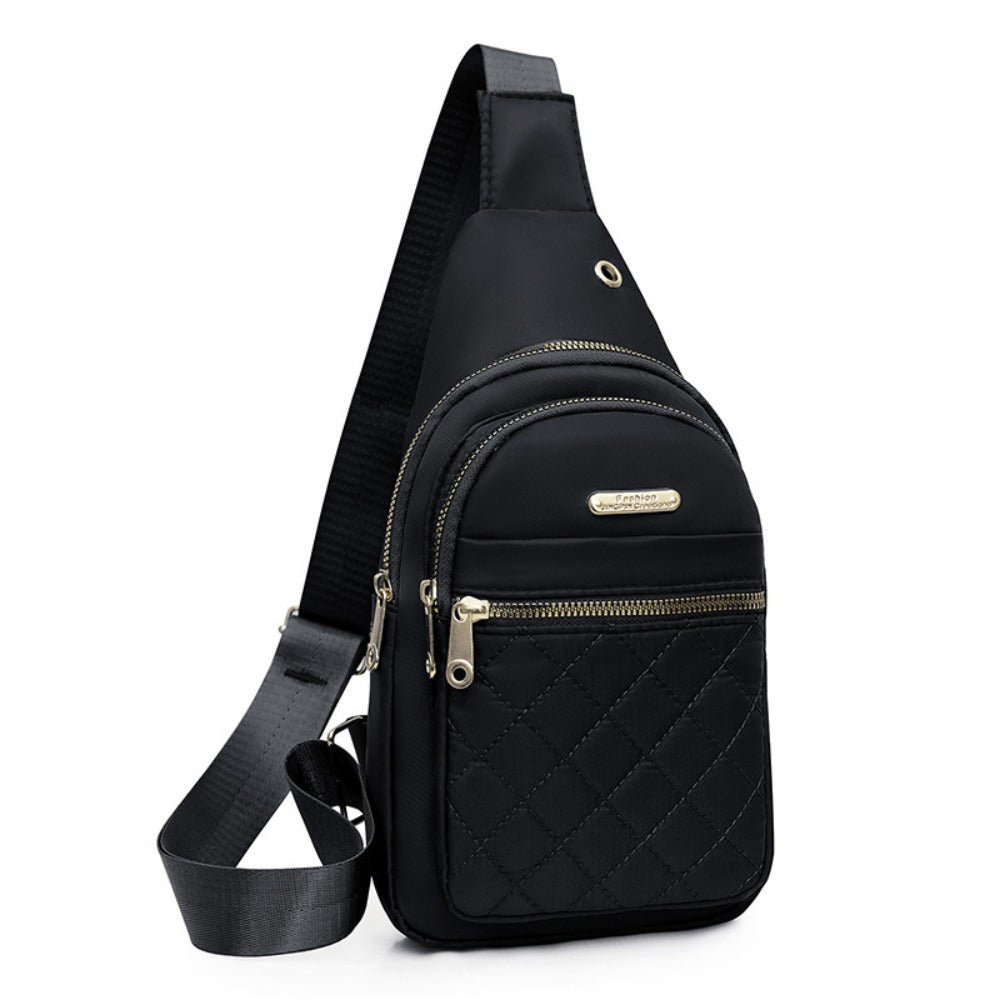 Nylon Ladies Slung Shoulder Bag, Leisure Sports Travel Slung Chest Bag, Adjustable Shoulder Strap, Multi-pocket Purse.