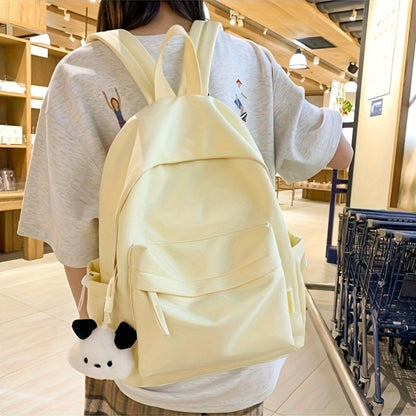 Korean Style Cute Shoulder Bag, Easy And Versatile Ins Student School Bag, Fashionable Solid Color Casual Nylon Backpack, for Teenager, For Teenager