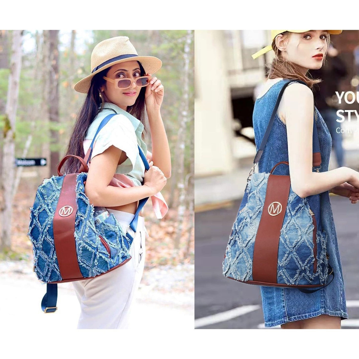 MKP COLLECTION 2pcs Set Women's Fashion Anti-Theft Rucksack & Shoulder Bag Multifunctional Travel Purse