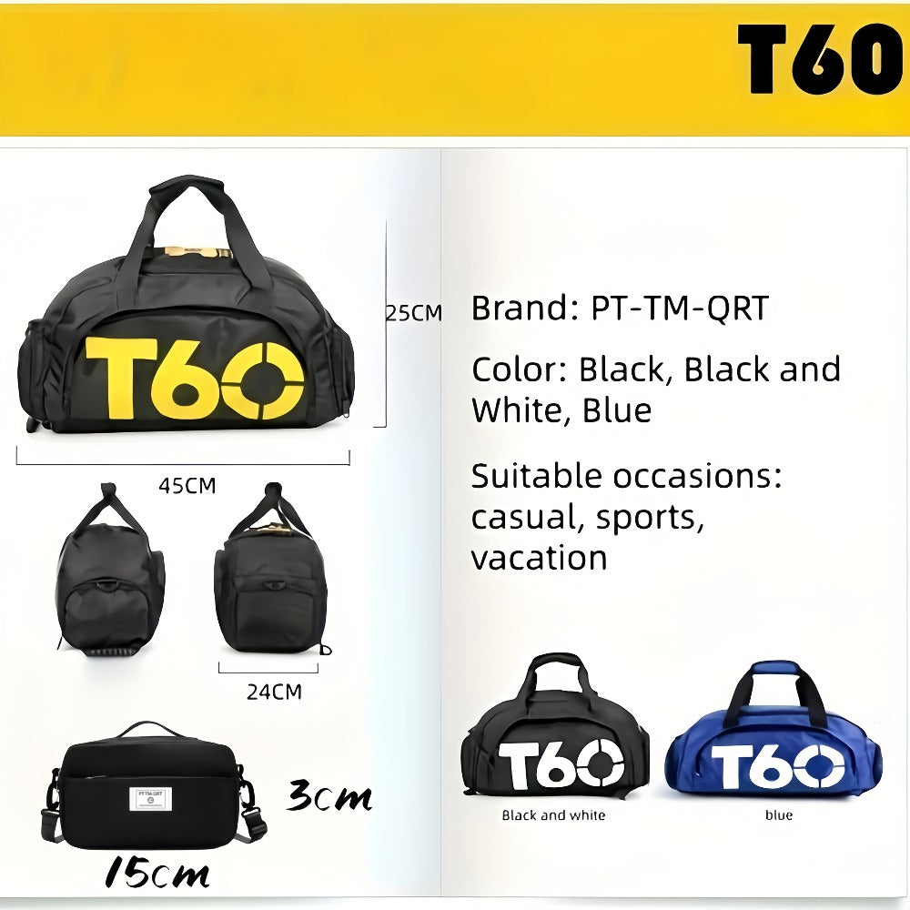 Women's Lightweight Large-Capacity Sports Travel Gym Bag, Durable Nylon Hand-Carry Gym and Business Luggage, Multi-Compartment Design, for Weekend Short Trips, a Combination of a T60 Gym Bag and Crossbody Bag, Local Warehouse
