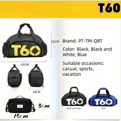 Women's Lightweight Large-Capacity Sports Travel Gym Bag, Durable Nylon Hand-Carry Gym and Business Luggage, Multi-Compartment Design, for Weekend Short Trips, a Combination of a T60 Gym Bag and Crossbody Bag, Local Warehouse