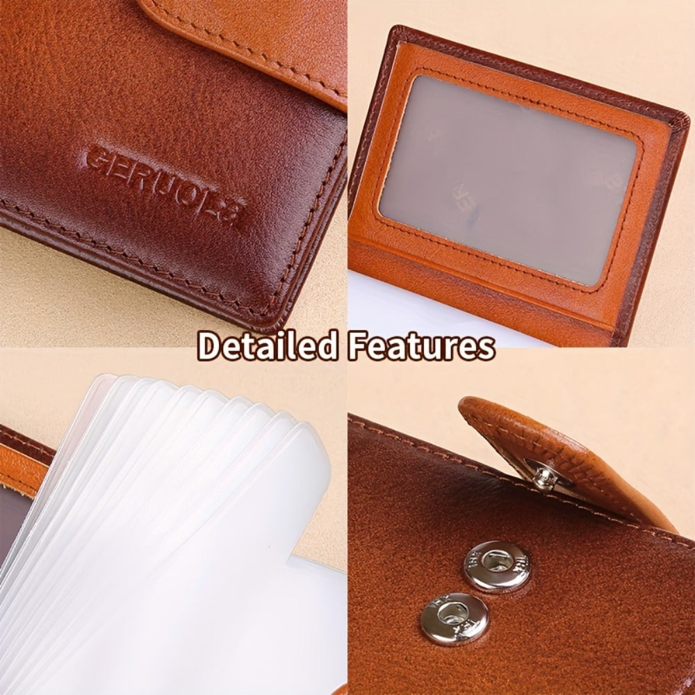 1pc Men's Retro Fashion Top Layer Cowhide Card Case, Driving License Case, Casual Portable Coins Purse, Durable Card Holder with Large Capacity, Multiple Card Slots, ID Window, Perfect Gift for Teacher's Day, Valentine's Day, Birthday, Christmas