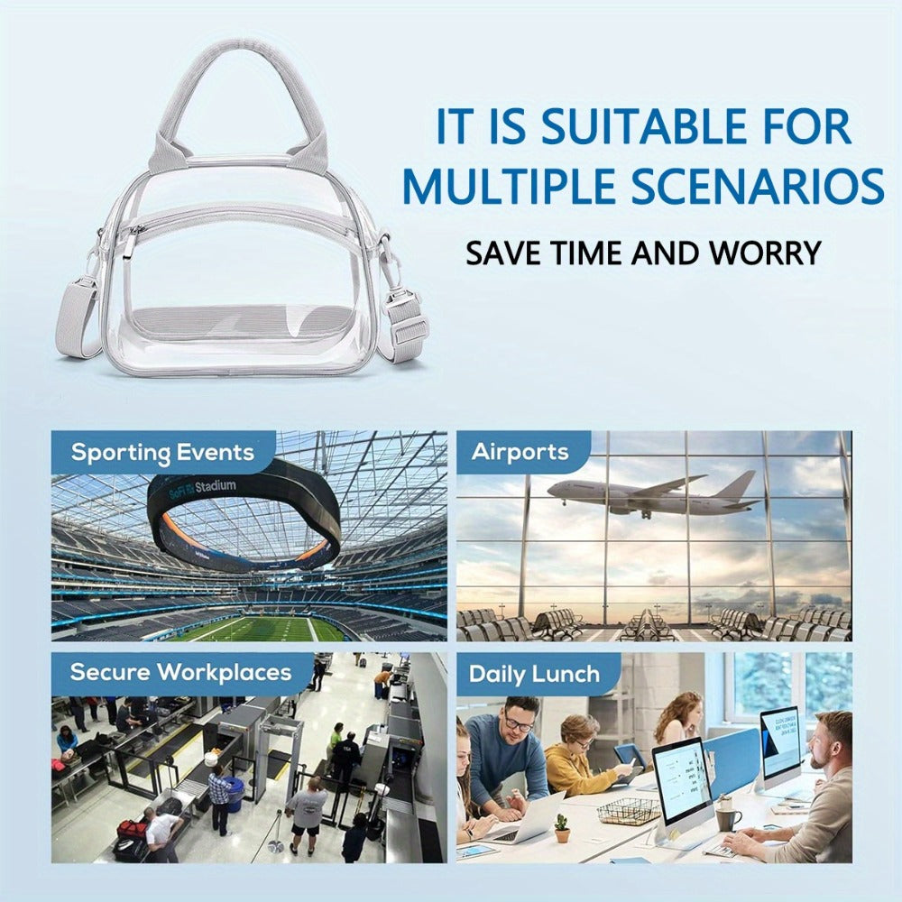 Clothing, Shoes & Jewelry > Women's Fashion Accessories for Clothes and Bags: Transparent Storage Tote Bag with Adjustable Shoulder Strap - Unisex Crossbody Purse Suitable for Work/School Picnic Travel Concert Sports A-ZMT, School Essentials, Minimalist D