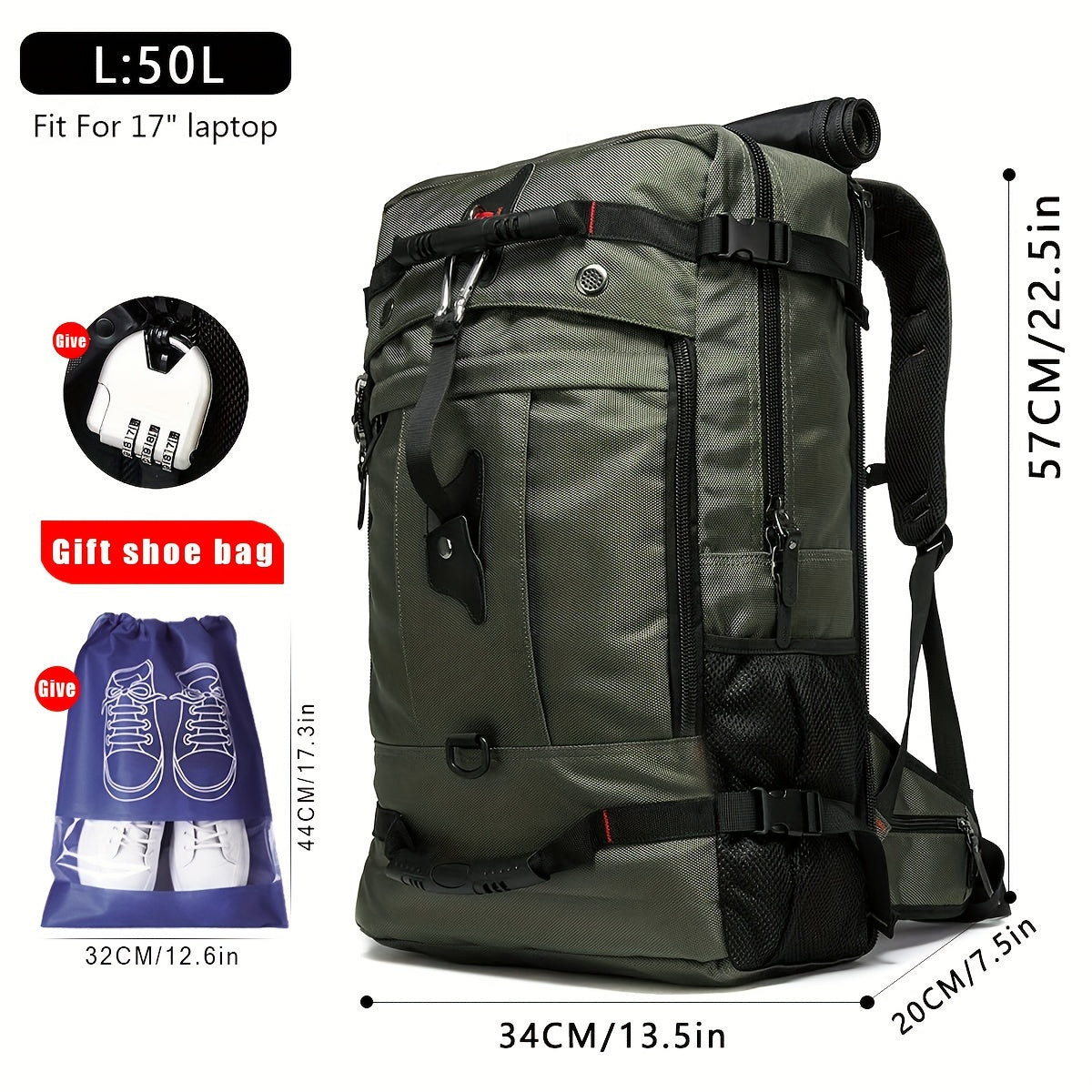 Laptop Backpack – 17.3 Inch, Combination Lock, for Travel & School | Bag Vero – detail view 22
