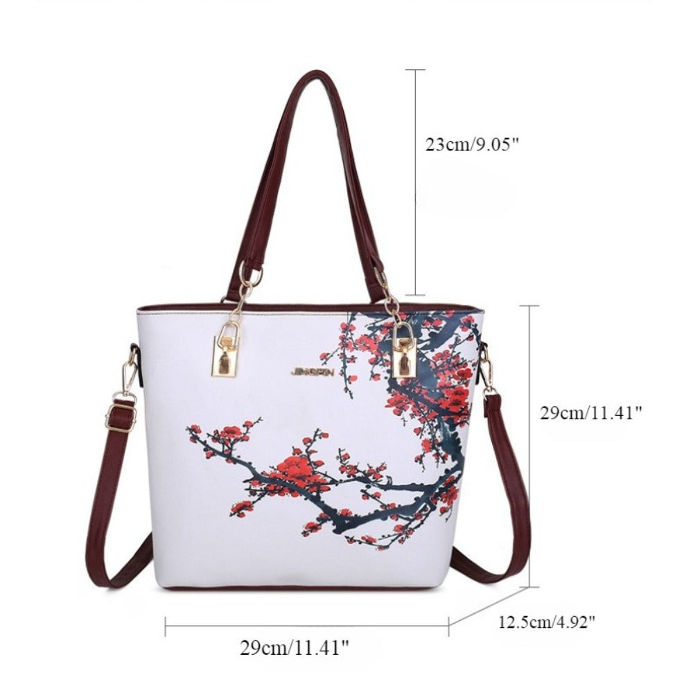 6pcs Women's Bag Set - Vintage Chinese Style Flower 6pcs Tote Bag Wallet Card Bag Crossbody Bag Shoulder Bag