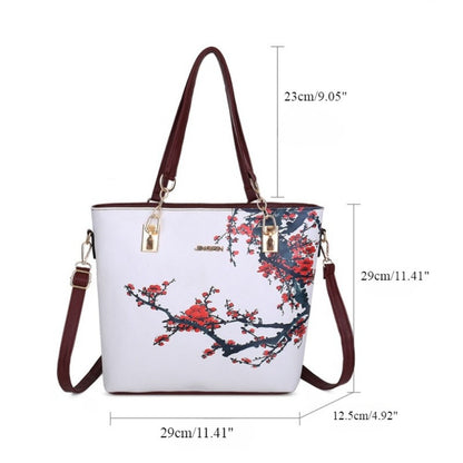 6pcs Women's Bag Set - Vintage Chinese Style Flower 6pcs Tote Bag Wallet Card Bag Crossbody Bag Shoulder Bag
