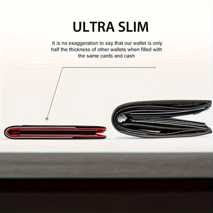 A Sleek And Minimalist Men's Wallet With RFID Blocking, Featuring A Carbon Fiber Exterior And A Double Folding Design For Credit Cards.