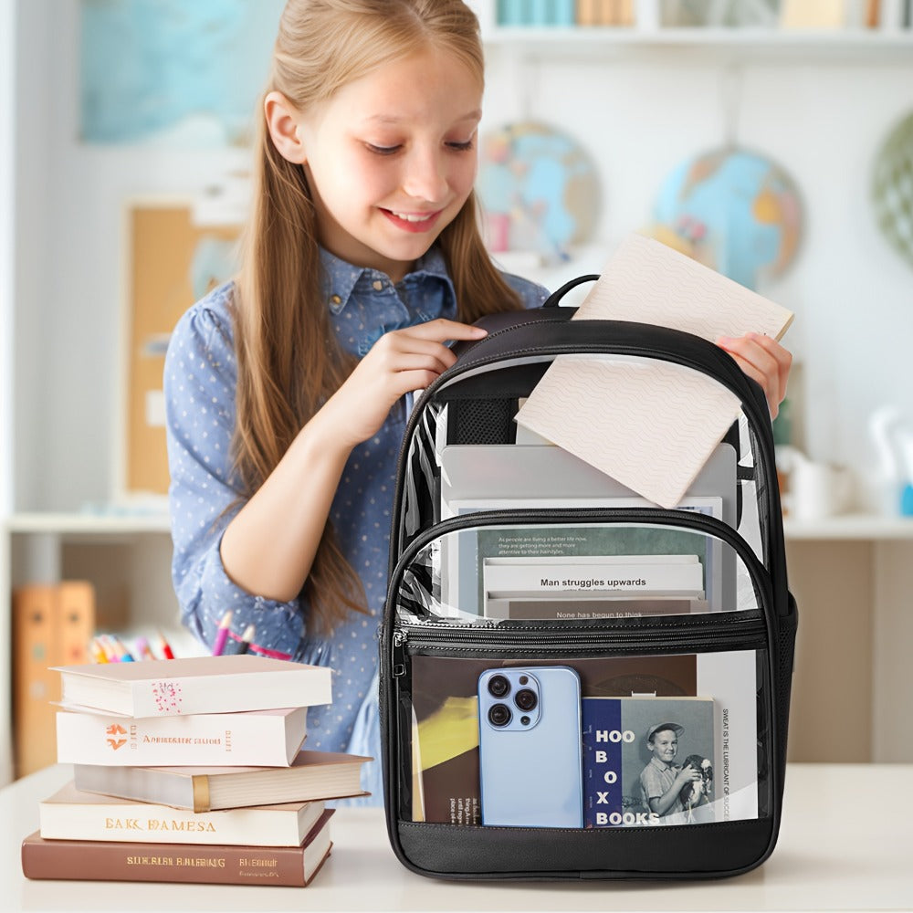 Clear Backpack with Adjustable Shoulder Strap, Heavy Duty Transparent, School Bag, Bookbag, Gift Idea, Casual for College, Back to School, for Student s Boys And Girls, for Teenager