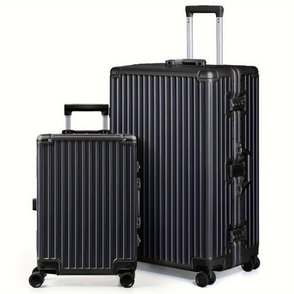 Luggage PC+ABS Aluminum Frame Zipperless Hard Shell Luggage with TSA Lock Double Spinner Wheels, 2pcs (20Inch/28Inch) & 28 Inch Checked Suitcase