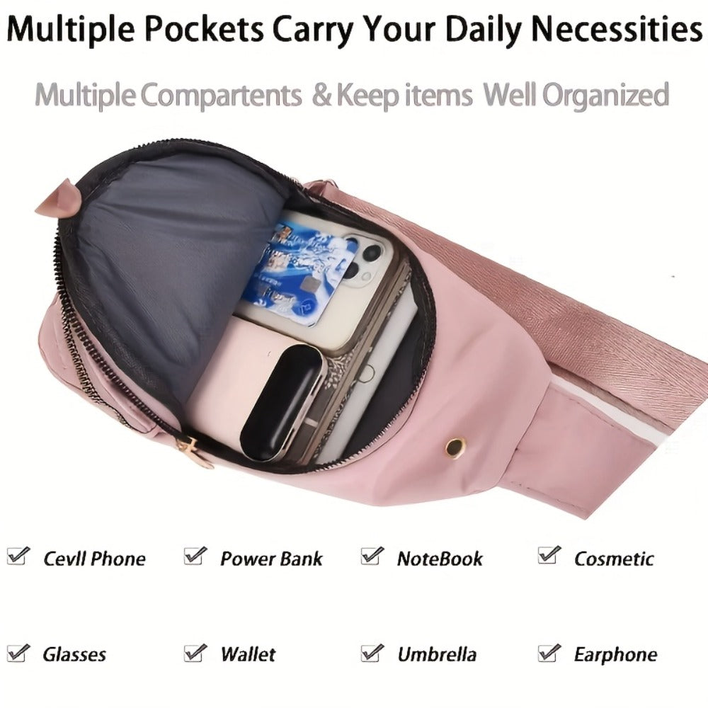 Introducing a New Women'S Fashion Chest Bag, Which Can Also Be Used As a Shoulder Or Messenger Bag. It Features a Diamond Pattern, an Adjustable Shoulder Strap, And a Zipper Design. This Bag Is Perfect for Convenient Travel
