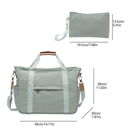 2PCS Sets Canva tote bag with Makeup Bags for Women, Casual Beach Crossbody Hobo Messenger Handbag Purses Bags for Work Gym Travel Shopping