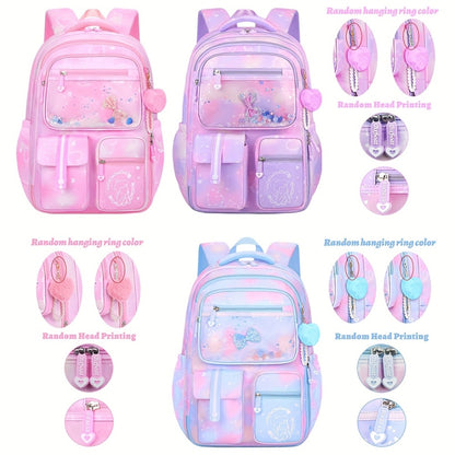 2pcs Bxboat Large Capacity Girls' Backpack with Lunch Box Pocket & 15.6" Laptop Compartment - Cute Bowknot Design, Multiple Pockets, Durable Fabric School Backpack for Teen Girls, Travel & Outdoor (Pink & Blue), Girls' Backpack, for Teenager