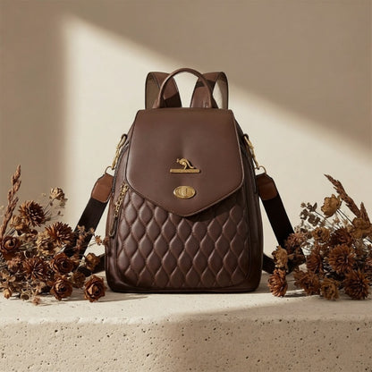 Trendy Urban Fashion Women'S Backpack - High-grade Texture And Pattern Design, Elegant And Practical, Golden Hardware Embellishment, Suitable For Commuting, Leisure, Travel, Ideal Holiday Gift