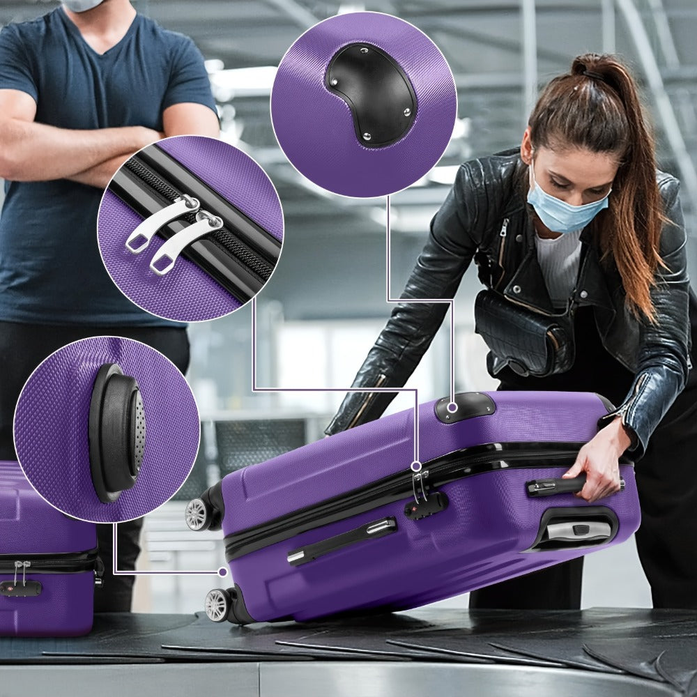 3pcs Luggage Set Wear-Resistance Hardshell Ligthwegt Spinner Wheels Suitcase Set with Tsa Lock, 3in1 Carry on Luggage(20" 24" 28") for Men and Women