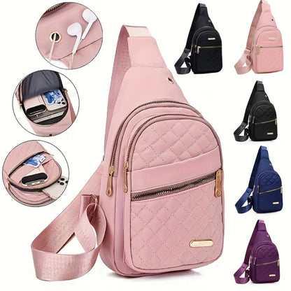 Introducing a New Women'S Fashion Chest Bag, Which Can Also Be Used As a Shoulder Or Messenger Bag. It Features a Diamond Pattern, an Adjustable Shoulder Strap, And a Zipper Design. This Bag Is Perfect for Convenient Travel
