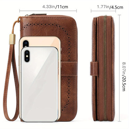 Women's RFID Blocking Wallet & Card Holder with ID Window | Multi-Slot Zipper Purse, Removable Wrist Strap | Compact Long Wallet for Travel/Daily Use | Gift for Her (Lightweight, 45 Card Slots)
