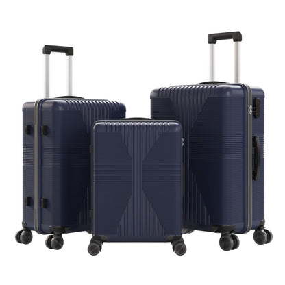 Three-Piece Luggage Set, Featuring Durable PP Hardshell Suitcases Equipped with Four Spinner Wheels, Designed for Easy Travel Whether for Carry-On Or Check-In During Business Trips, Available in Sizes 20", 24", And 28"