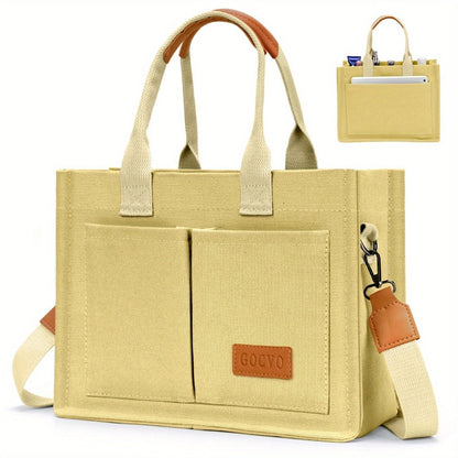 Chic Floral Canvas Tote Bag for Women, Versatile Shoulder & Crossbody Laptop Handbag, Sturdy Handle Construction, Multiple Pockets, Perfect for Work and Daily Commuting