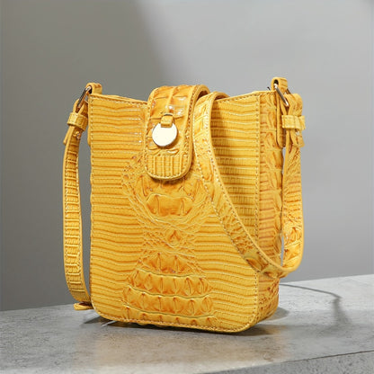 Crocodile Embossed Women's Synthetic Leather Satchel Purse- Elegant Women's Crossbody Bag with Secure Zip Closure & Durable Polyester Lining