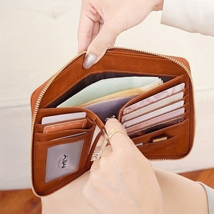 RFID Travel Wallet | Casual Minimalist Bi-Fold Design with Zipper Closure, Faux Leather Construction, Detachable Wrist Strap | Lightweight Travel Organizer for Passport, Cards, Cash, Boarding Passes | Ideal for Vacations, Commuting And Daily Use