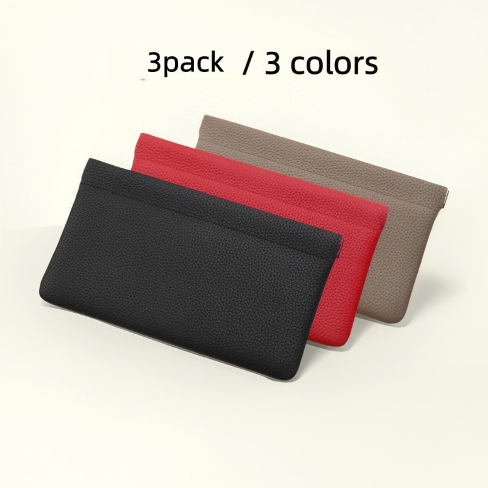 3pcs Wallet Set, Self-closing Long Wallet Passport Driver's License ID Cover Earphone Data Cable Storage Cash Storage Bag Cosmetic Bag, Simple Style Long Wallet with Self-Closing Feature, Men's Wallet, Women's Wallet., Mini Wallet for Men