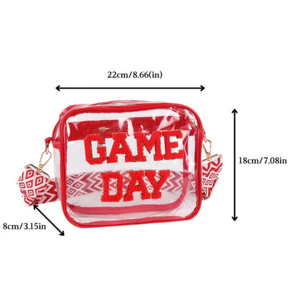 PVC Transparent Crossbody Bag with Embroidered Letter Design, Transparent Square Shoulder Bag with Zipper Closure And Painted Edges, Portable Travel Toiletry Organizer, Suitable for Sports, Travel, Beach, And Events