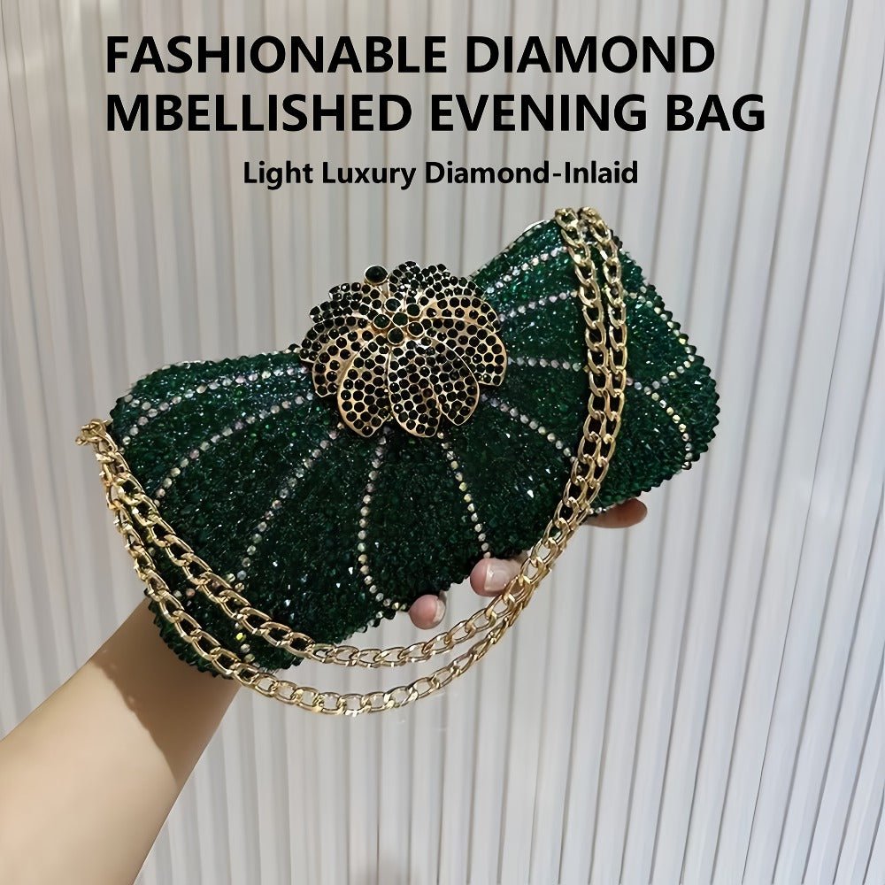 Elegant Flower-Shaped Full- Evening Clutch with Phone Pocket, / Luxury Wedding Accessory Suitable for Prom, Gala, Events